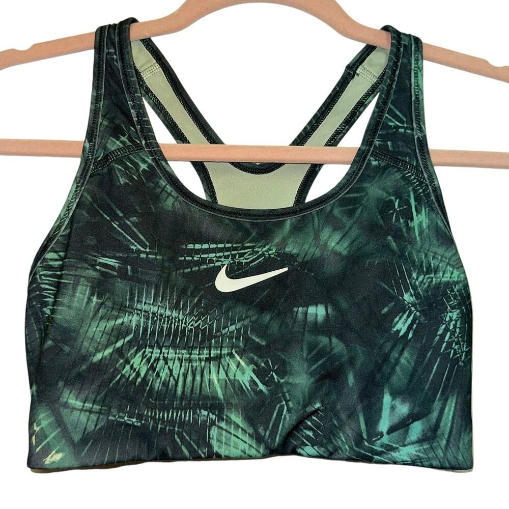 Nike Dri Fit Green Print Racerback Sports Bra Small Medium Support‎